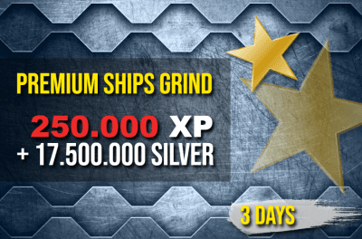 Farmen Sie auf Premium-Schiffe. 250.000 XP + 17.500.000 Credits in 60 Stunden.